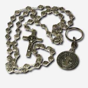Rosary and Key Chain with Case - Saint Benedict